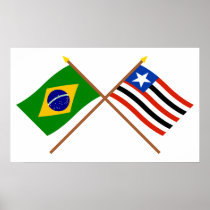Crossed Flags of Brazil and Maranhão Print