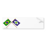 Crossed Flags of Brazil and Mato Grosso Bumper Stickers