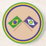 Crossed Flags of Brazil and Mato Grosso coasters