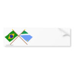 Crossed Flags of Brazil and Mato Grosso do Sul Bumper Sticker
