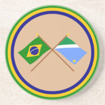 Crossed Flags of Brazil and Mato Grosso do Sul Coasters