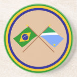 Crossed Flags of Brazil and Mato Grosso do Sul coasters