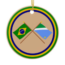 Crossed Flags of Brazil and Mato Grosso do Sul Christmas Tree Ornaments