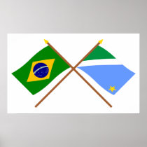 Crossed Flags of Brazil and Mato Grosso do Sul Poster