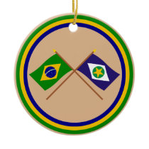 Crossed Flags of Brazil and Mato Grosso Christmas Tree Ornaments