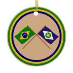 Crossed Flags of Brazil and Mato Grosso ornaments