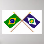 Crossed Flags of Brazil and Mato Grosso posters