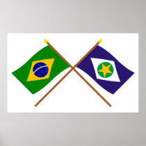 Crossed Flags of Brazil and Mato Grosso Print