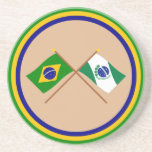 Crossed Flags of Brazil and Paraná Drink Coaster