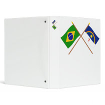 Crossed Flags of Brazil and Pernambuco Vinyl Binder