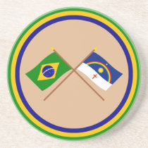 Crossed Flags of Brazil and Pernambuco Beverage Coasters