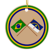 Crossed Flags of Brazil and Pernambuco Christmas Ornaments