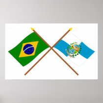 Crossed Flags of Brazil and Rio de Janeiro Print