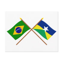 Crossed Flags of Brazil and Rondônia Postcard