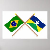 Crossed Flags of Brazil and Rondônia Print