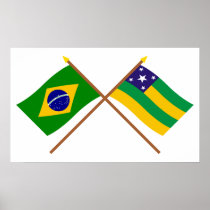 Crossed Flags of Brazil and Sergipe Print