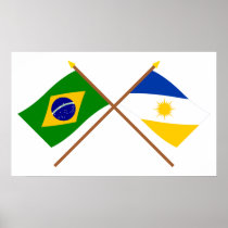 Crossed Flags of Brazil and Tocantins Poster