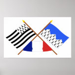 Crossed flags of Bretagne and Côtes-d'Armor Posters