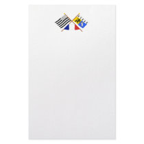 Crossed flags of Bretagne and Finistère Personalized Stationery