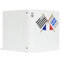 Crossed flags of Bretagne and Ille-et-Vilaine 3 Ring Binders