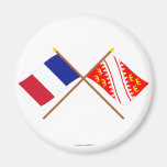 Crossed flags of France and Alsace Fridge Magnet