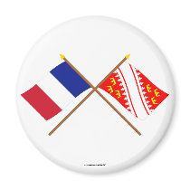 Crossed flags of France and Alsace Fridge Magnet