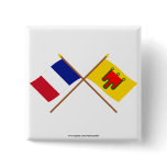 Crossed flags of France and Auvergne Pin