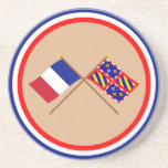 Crossed flags of France and Bourgogne Drink Coasters