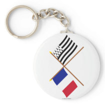 Crossed flags of France and Bretagne Key Chains