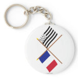 Crossed flags of France and Bretagne Key Chains