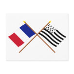 Crossed flags of France and Bretagne Postcard