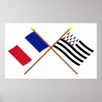 Crossed flags of France and Bretagne Poster