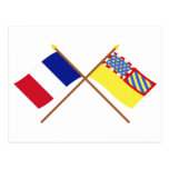 Crossed flags of France and Côte-d'Or Postcards