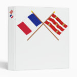 Crossed flags of France and Deux-Sèvres 3 Ring Binder
