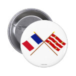 Crossed flags of France and Deux-Sèvres Pinback Button