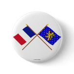 Crossed flags of France and Franche-Comté Buttons