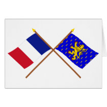 Crossed flags of France and Franche-Comté Greeting Cards
