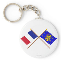 Crossed flags of France and Franche-Comté Key Chains