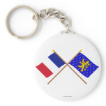 Crossed flags of France and Franche-Comté Key Chains