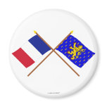 Crossed flags of France and Franche-Comté Magnets