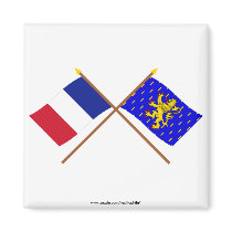 Crossed flags of France and Franche-Comté Magnet