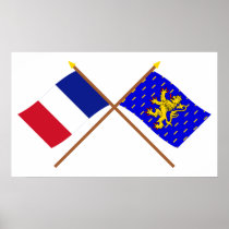 Crossed flags of France and Franche-Comté Posters
