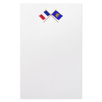 Crossed flags of France and Franche-Comté Custom Stationery
