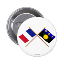 Crossed flags of France and Guadeloupe Pins