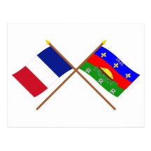 Crossed flags of France and Guyane Postcard
