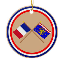 Crossed flags of France and Haute-Saône Christmas Ornaments