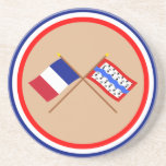 Crossed flags of France and Haute-Vienne Beverage Coaster