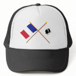 Crossed flags of France and La Corse hats