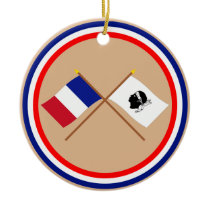 Crossed flags of France and La Corse Christmas Tree Ornament