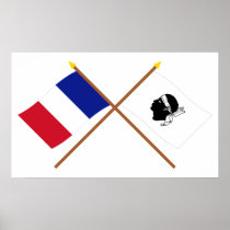 Crossed flags of France and La Corse Poster